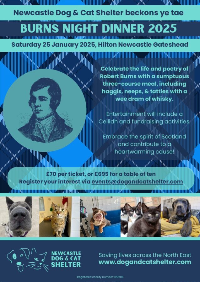 Burns Night Dinner 2025 Newcastle Dog & Cat Shelter