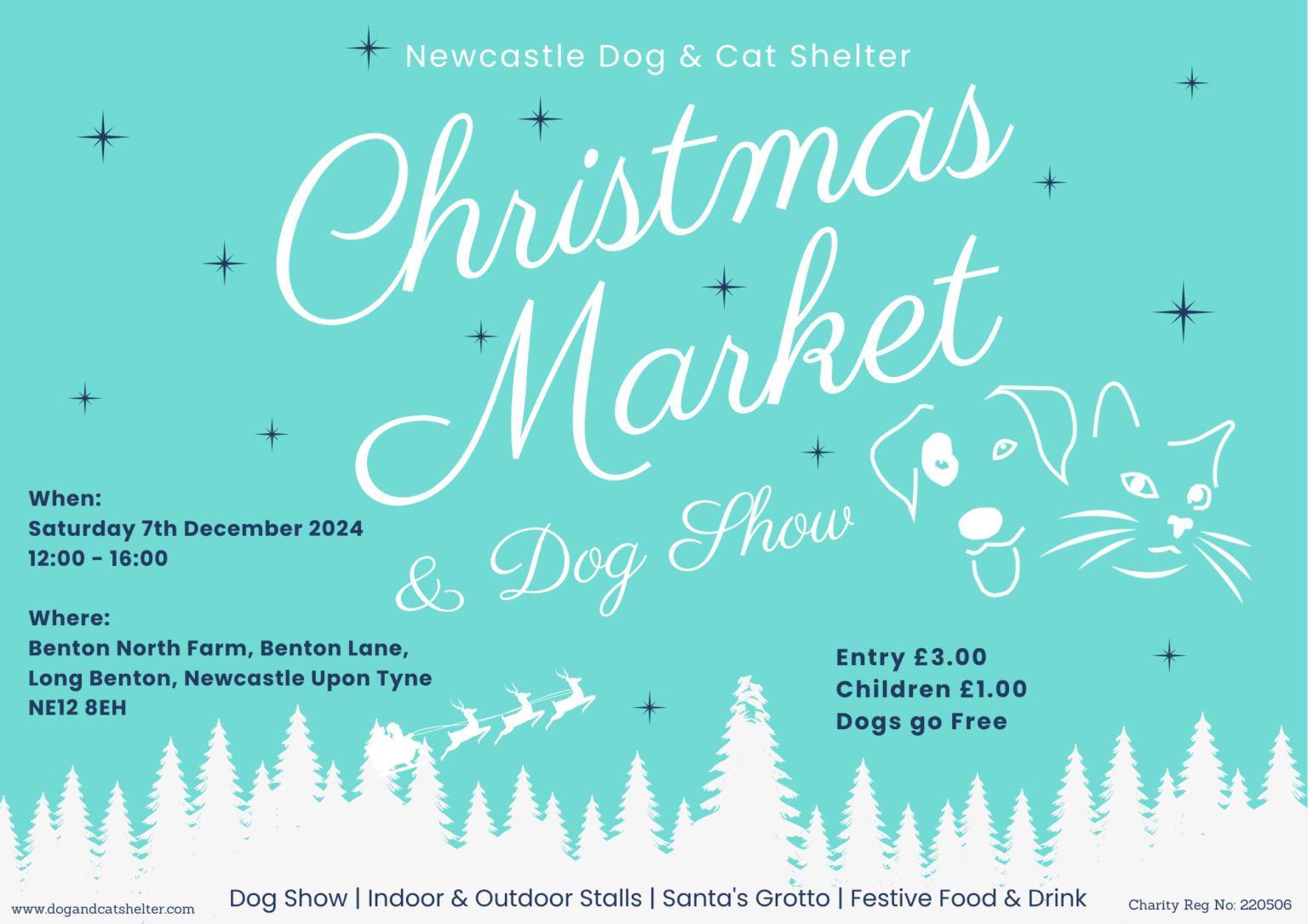 Christmas Market 2024 Poster 7th December Landscape Newcastle Dog